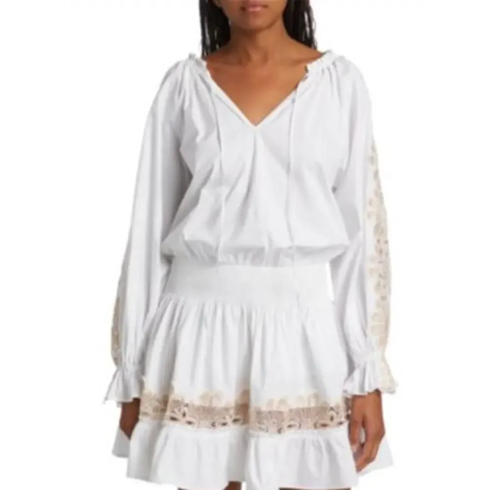 Ramy Brook NEW Dress Raina Cotton-Blend Poplin Mini Cream Size M $395 - Picture 9 of 9